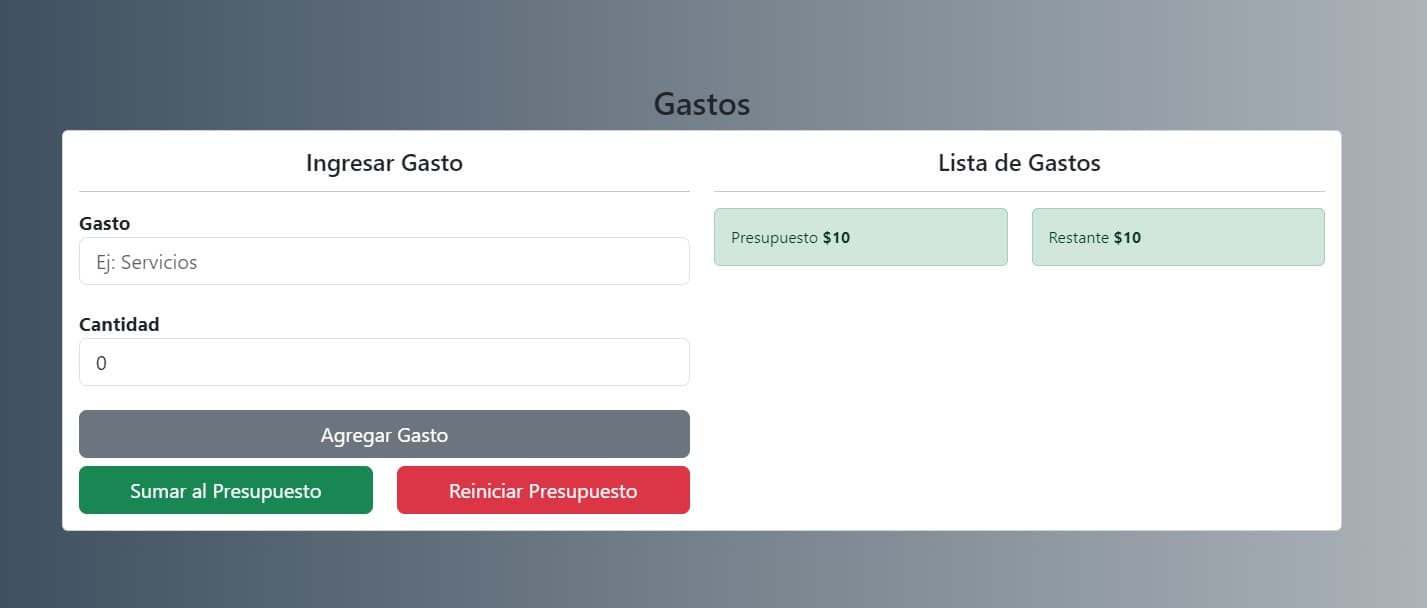 Screenshot of Gestor de Presupuesto