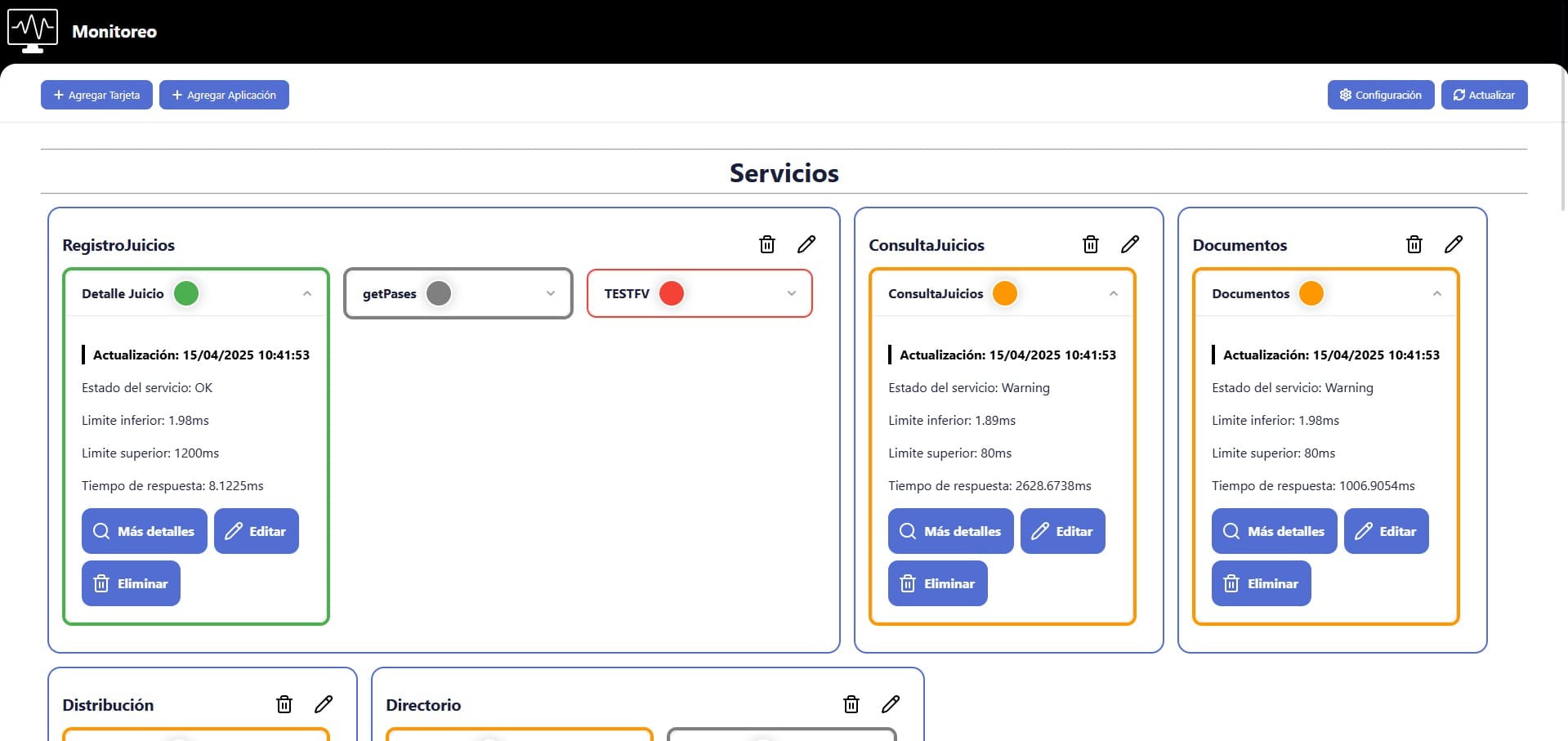 Screenshot of Monitoreo de Servicios y Servidores