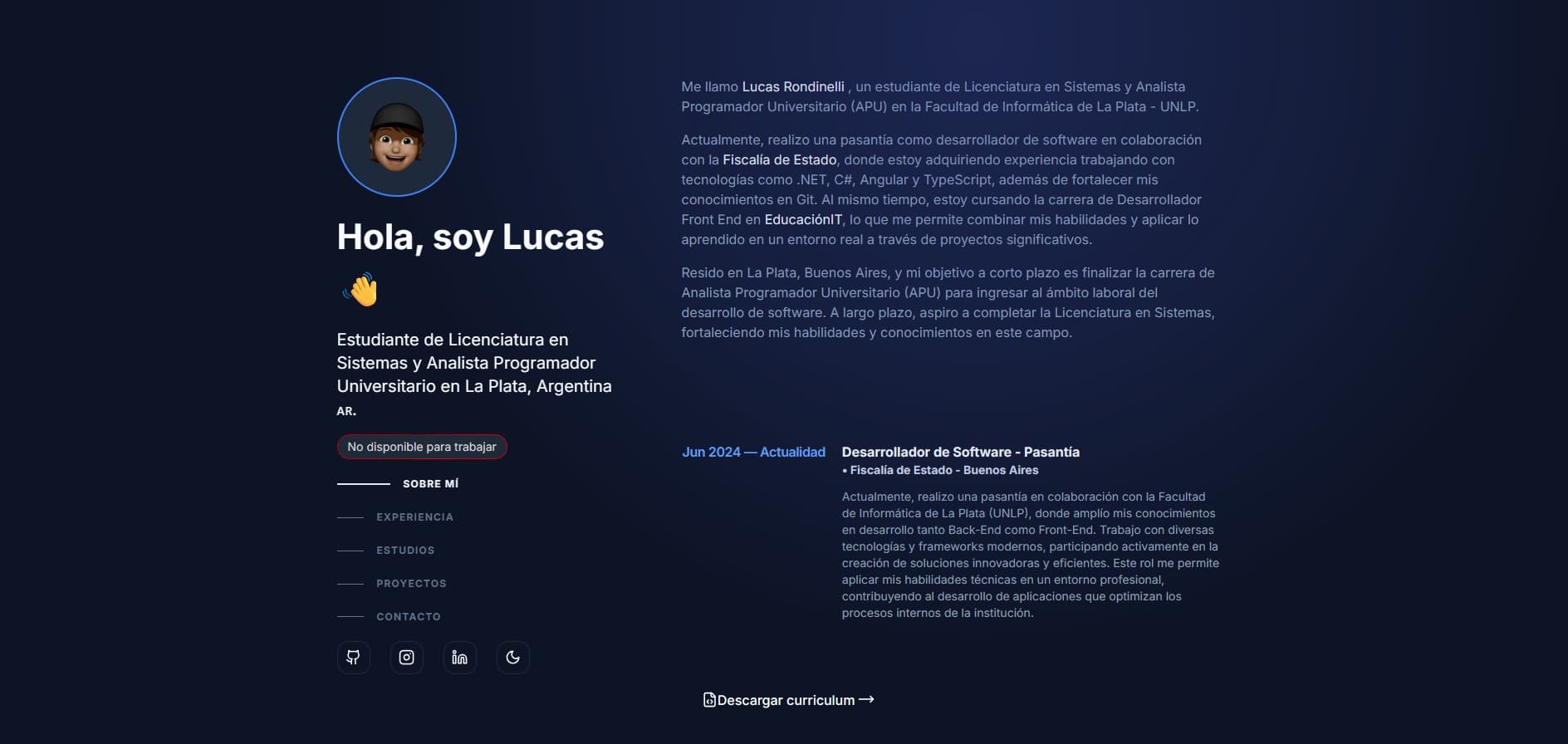 Screenshot of Mi Portafolio